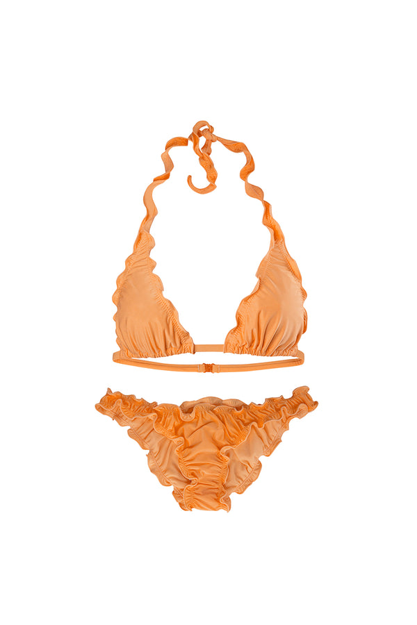 Golden brown frill bikini set